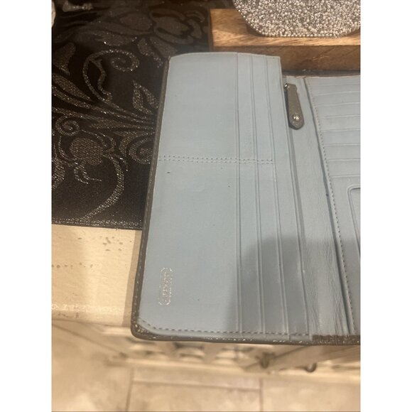 Coach Olive Green Dotted Signature Leather Checkbook Wallet - Picture 10 of 13